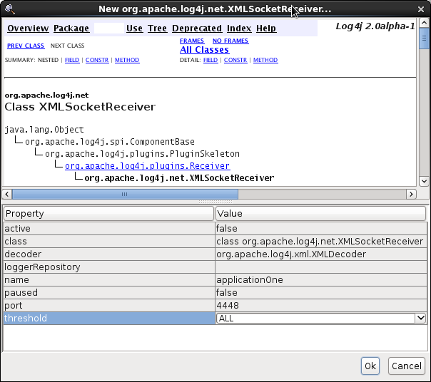 Apache Chainsaw XMLSocketReceiver Configuration