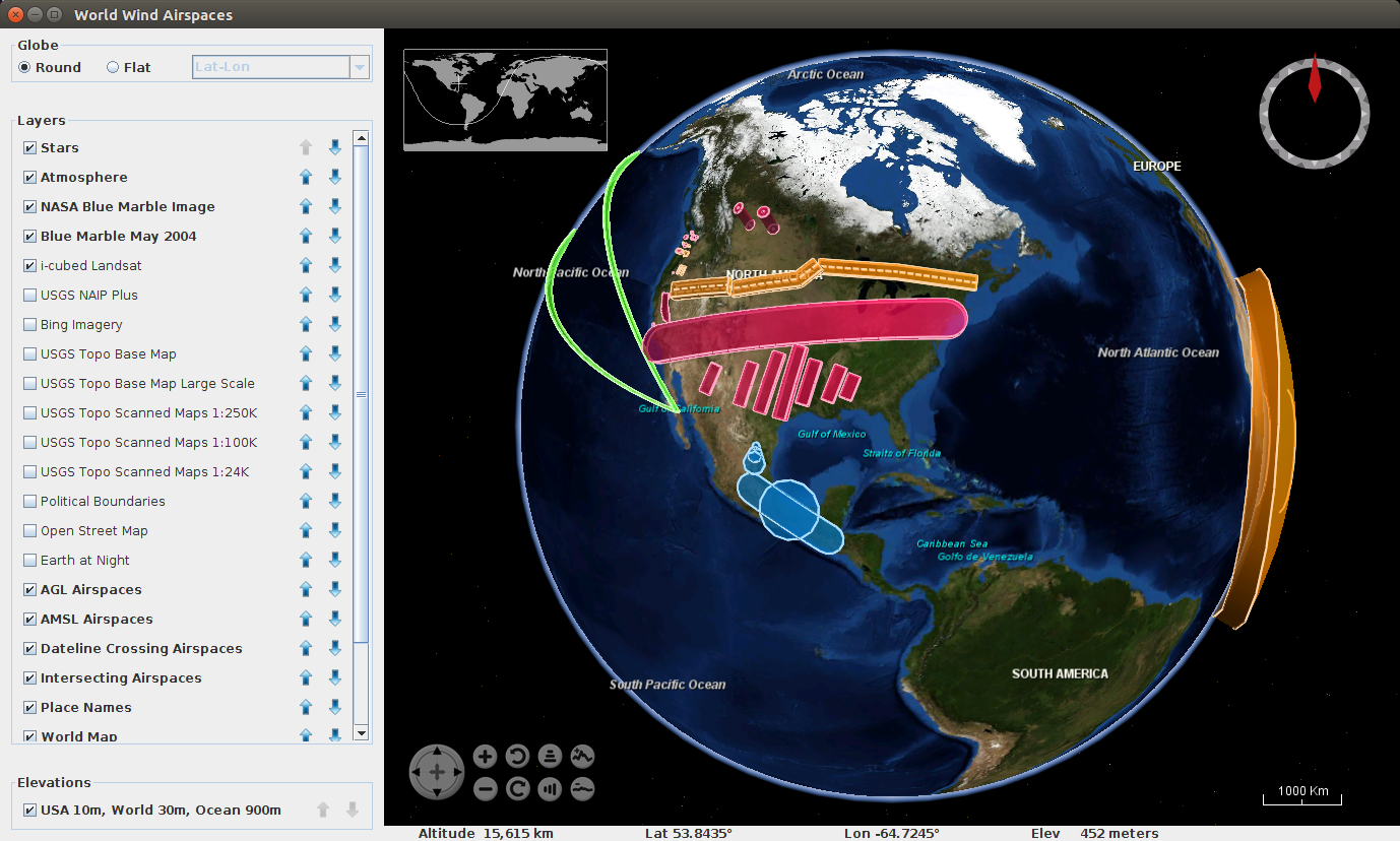 NASA WorldWind airspaces demo