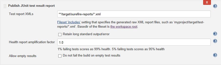 Configure JUnit reporting